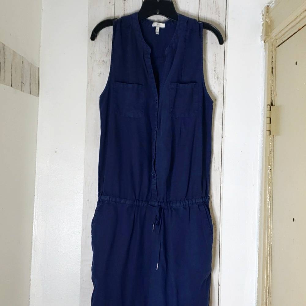 Joie Dark  blue 100 % Linen Jumpsuit